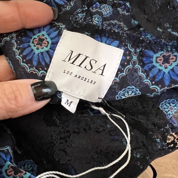 MISA Los Angeles Sansia Maxi Dress NWT Blue Lace Flowing Work Party Trendy - Picture 16 of 17